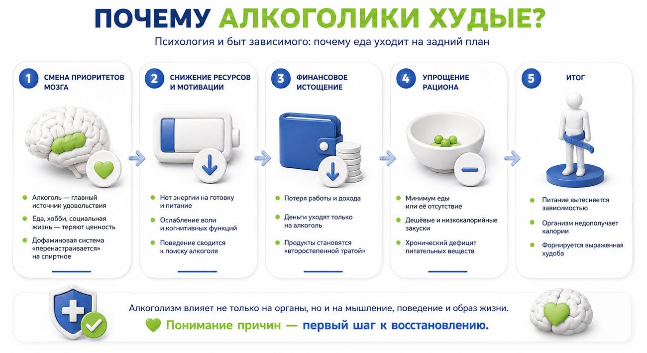 Алкоголики худые из-за смены приоритетов &mdash; клиника Наше Здоровье