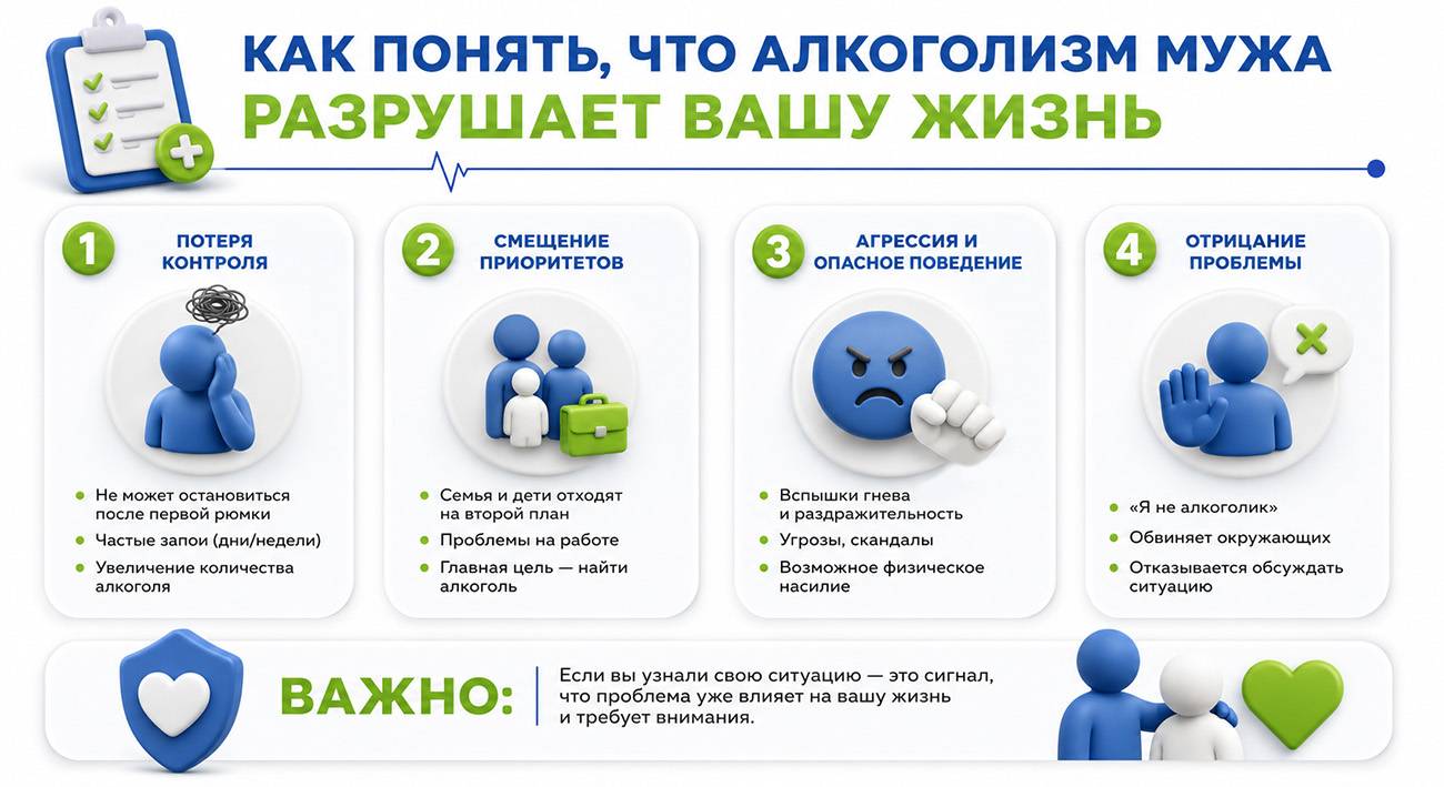 Как понять, что алкоголизм мужа разрушает жизнь &mdash; клиника Наше Здоровье