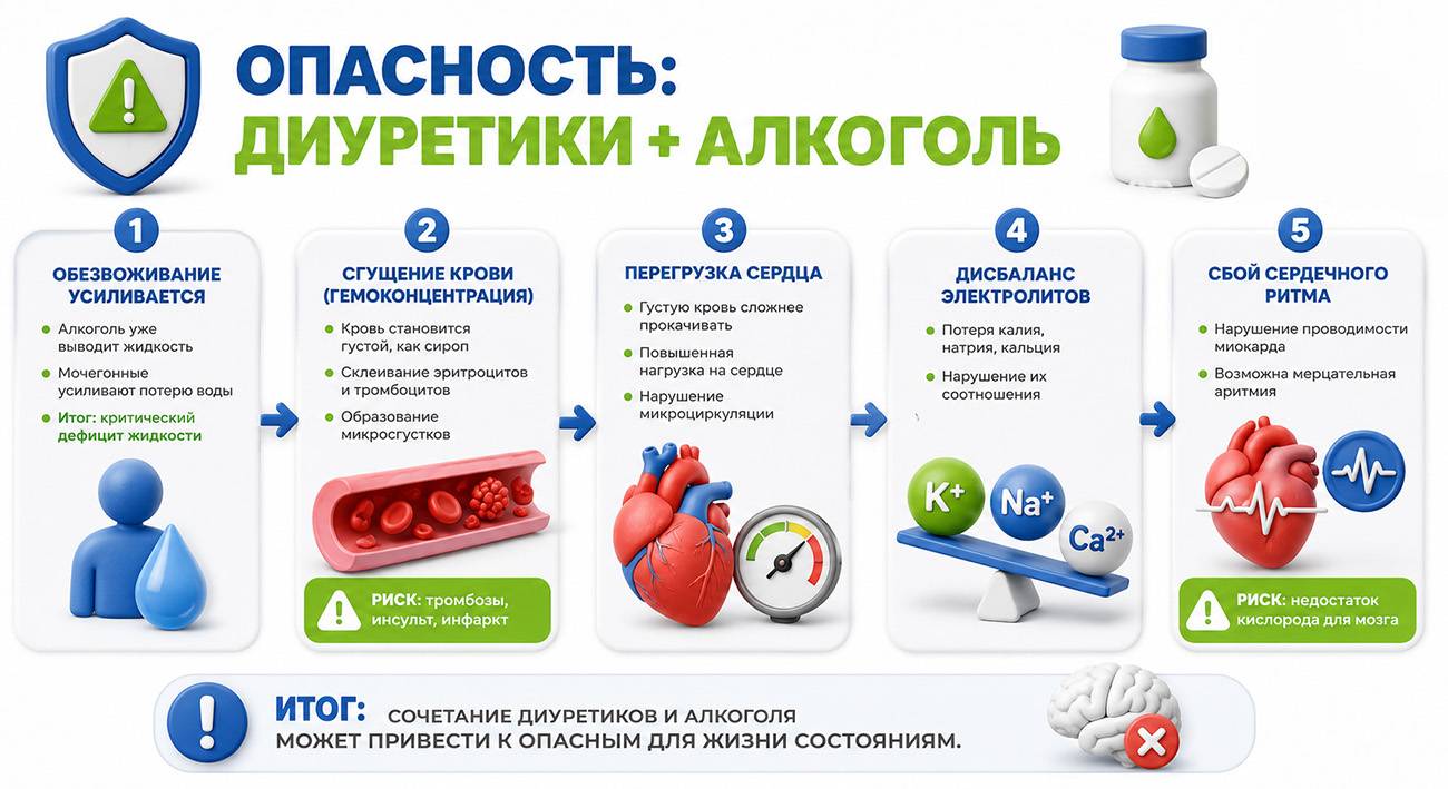 Опасность диуретиков с алкоголем &mdash; клиника Наше Здоровье