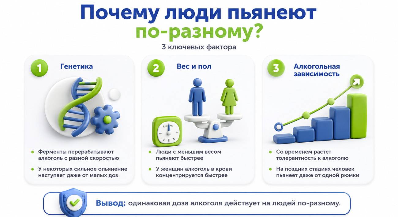 Почему люди пьянеют по-разному &mdash; клиника Наше Здоровье