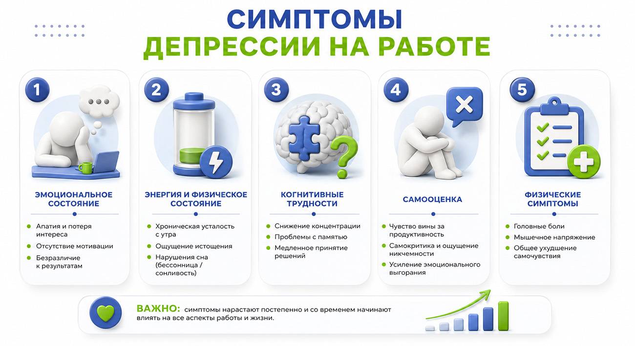 Симптомы депрессии на работе &mdash; клиника Наше Здоровье